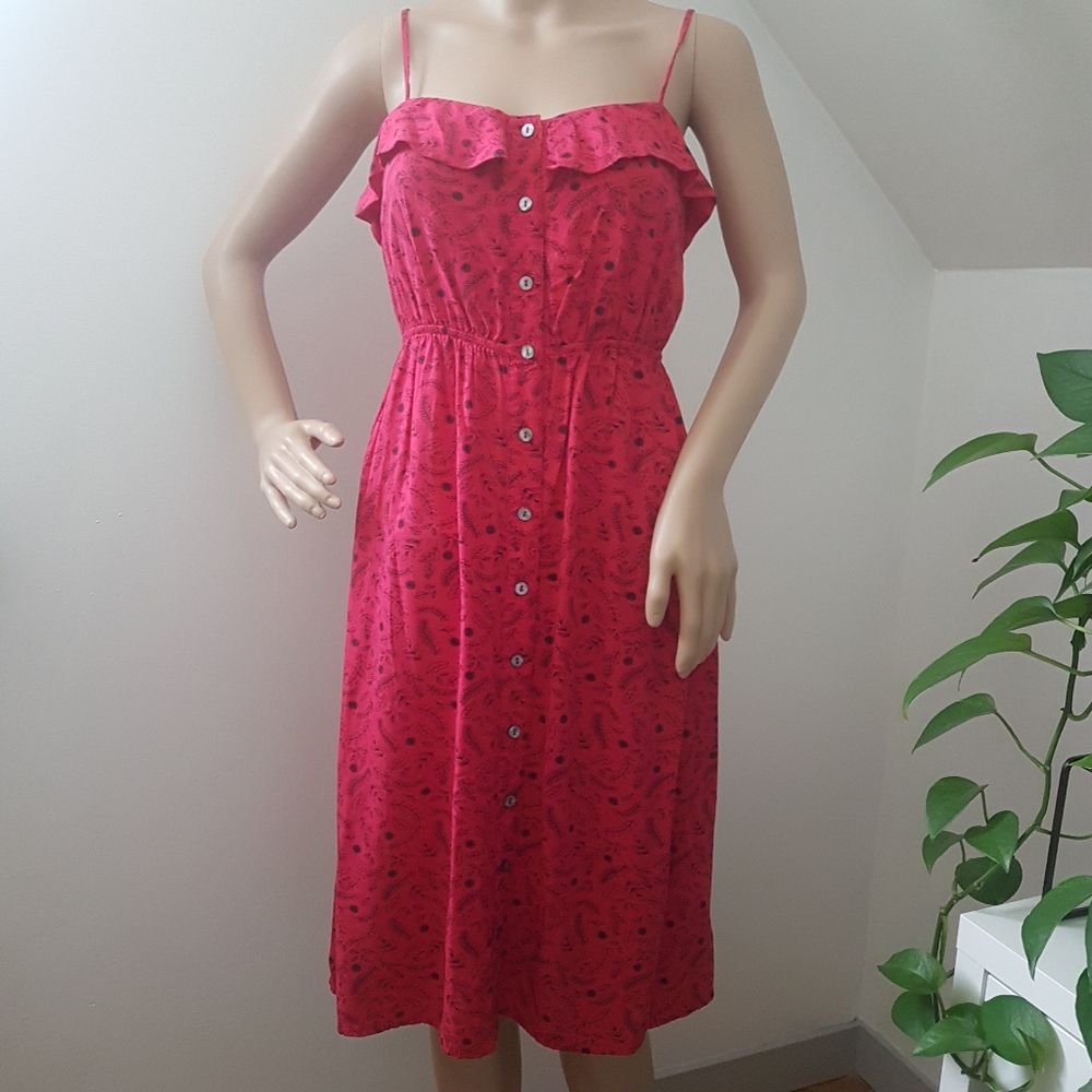 Universal Thread Floral Sleeveless Button Front Midi Dress Sz XS